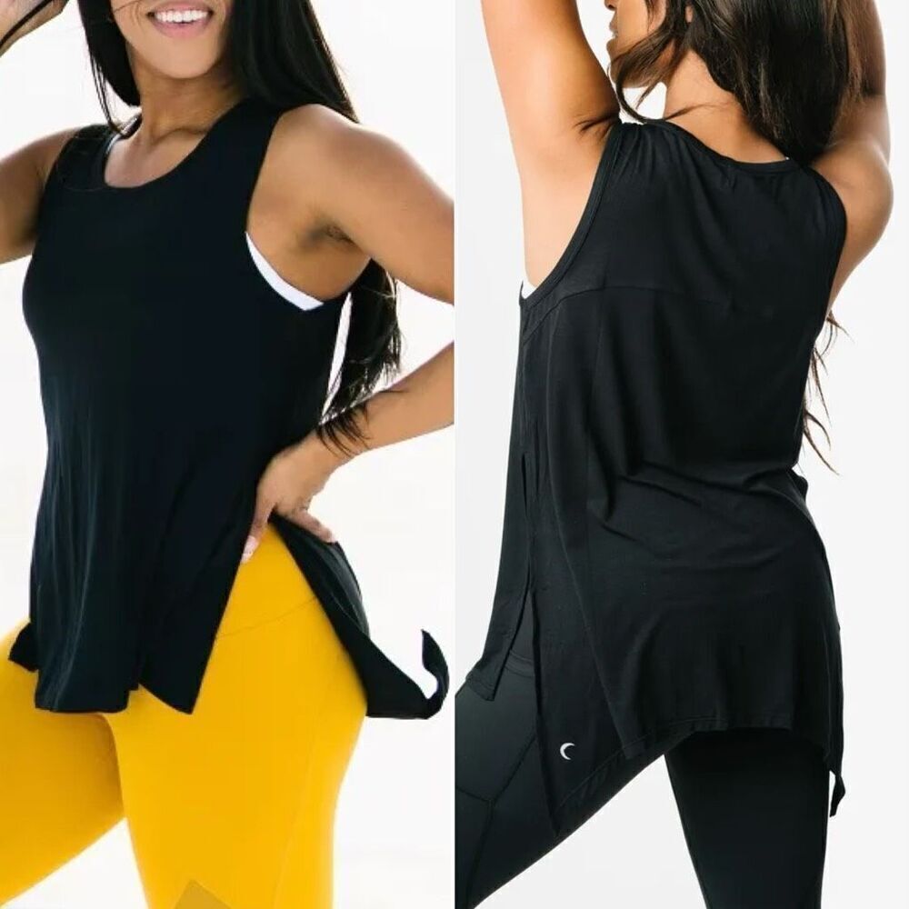 Zyia Navy Blue Long Finesse Slit Tank Top XS